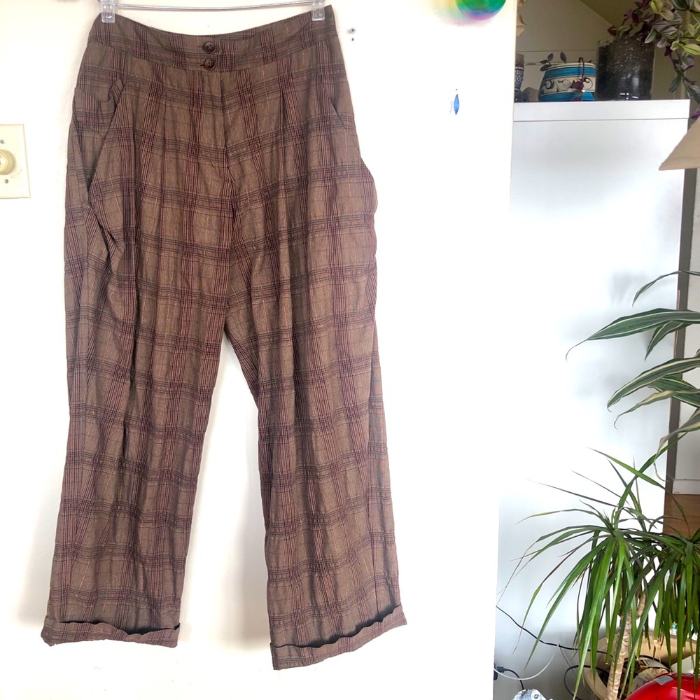 Anthropologie Lilith Plaid Pleated Trouser S/38 - Picture 4 of 14